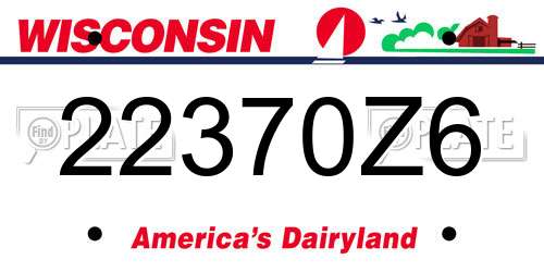 22370Z6 Wisconsin License Plate