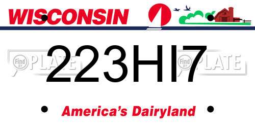 223HI7 Wisconsin License Plate