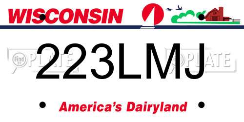 223LMJ Wisconsin License Plate