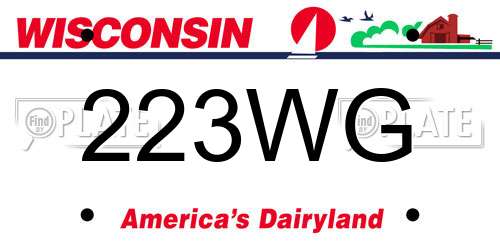 223WG Wisconsin License Plate