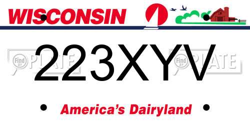 223XYV Wisconsin License Plate