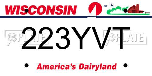 223YVT Wisconsin License Plate