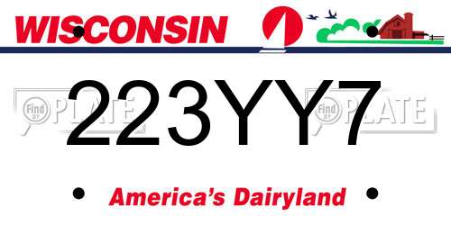 223YY7 Wisconsin License Plate