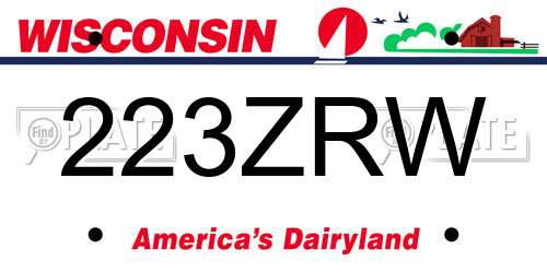 223ZRW Wisconsin License Plate