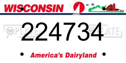 224734 Wisconsin License Plate