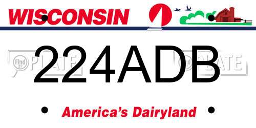 224ADB Wisconsin License Plate