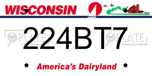 224BT7 Wisconsin License Plate