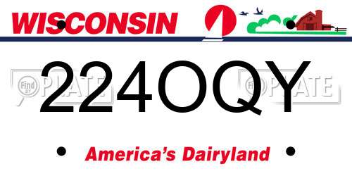 224OQY Wisconsin License Plate