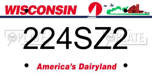 224SZ2 Wisconsin License Plate