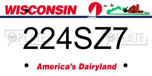 224SZ7 Wisconsin License Plate