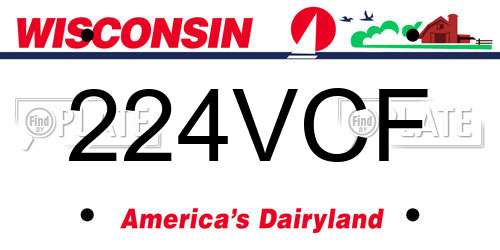 224VCF Wisconsin License Plate