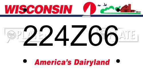 224Z66 Wisconsin License Plate
