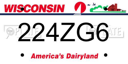 224ZG6 Wisconsin License Plate