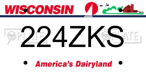 224ZKS Wisconsin License Plate