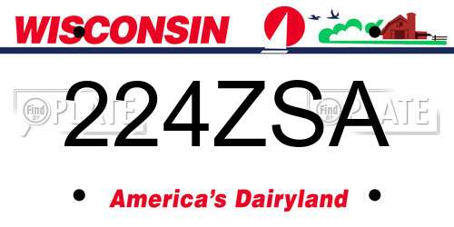 224ZSA Wisconsin License Plate