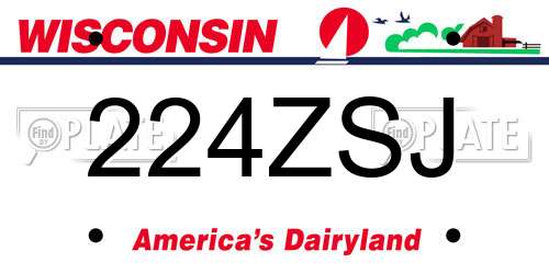 224ZSJ Wisconsin License Plate