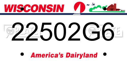 22502G6 Wisconsin License Plate