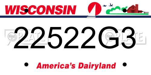 22522G3 Wisconsin License Plate