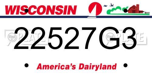 22527G3 Wisconsin License Plate