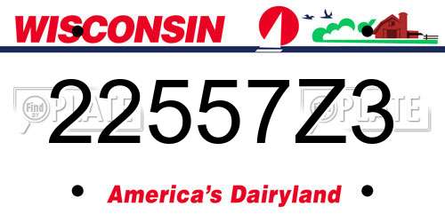 22557Z3 Wisconsin License Plate