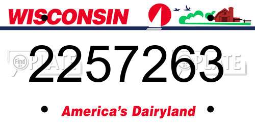 2257263 Wisconsin License Plate