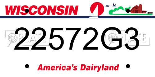 22572G3 Wisconsin License Plate