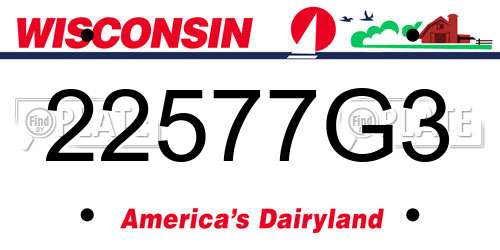 22577G3 Wisconsin License Plate