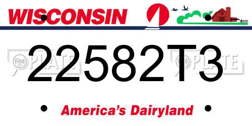22582T3 Wisconsin License Plate