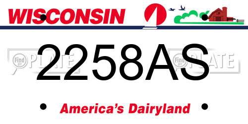2258AS Wisconsin License Plate