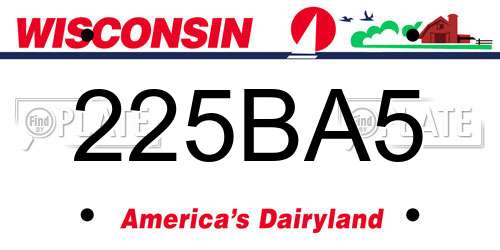 225BA5 Wisconsin License Plate