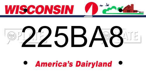 225BA8 Wisconsin License Plate