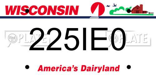225IE0 Wisconsin License Plate