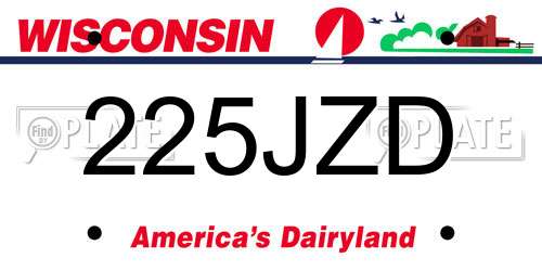 225JZD Wisconsin License Plate
