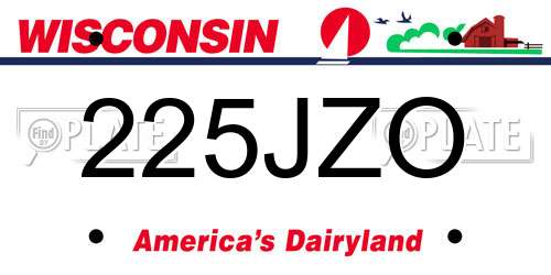 225JZO Wisconsin License Plate
