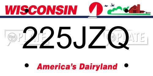 225JZQ Wisconsin License Plate