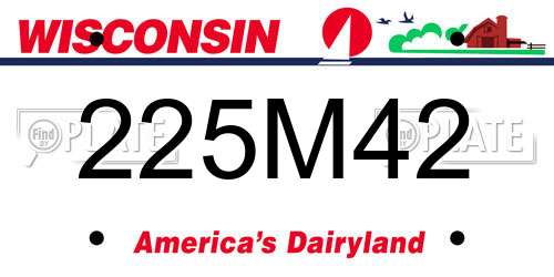 225M42 Wisconsin License Plate