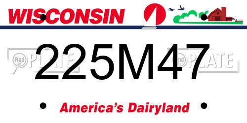 225M47 Wisconsin License Plate