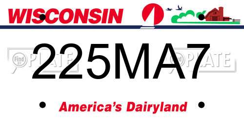 225MA7 Wisconsin License Plate
