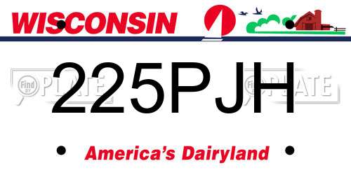 225PJH Wisconsin License Plate