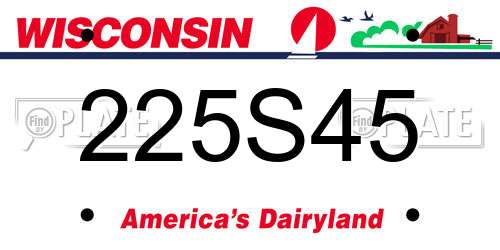225S45 Wisconsin License Plate