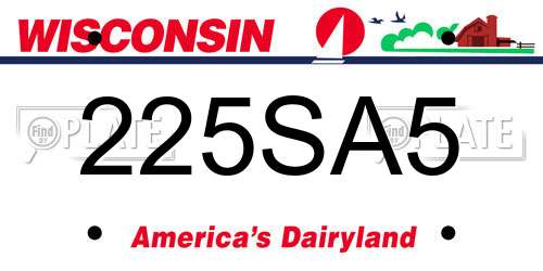 225SA5 Wisconsin License Plate