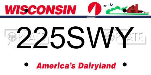 225SWY Wisconsin License Plate