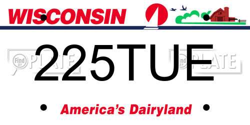 225TUE Wisconsin License Plate