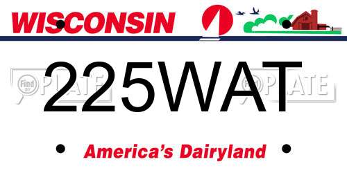 225WAT Wisconsin License Plate