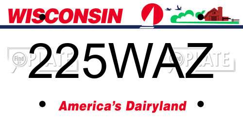 225WAZ Wisconsin License Plate