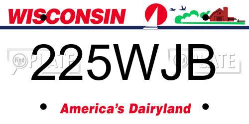 225WJB Wisconsin License Plate