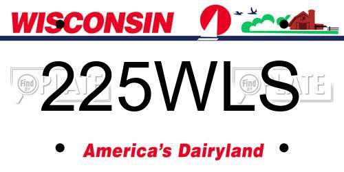 225WLS Wisconsin License Plate