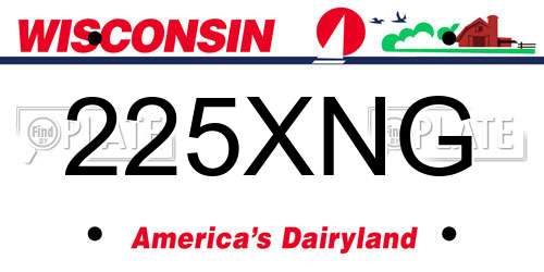 225XNG Wisconsin License Plate