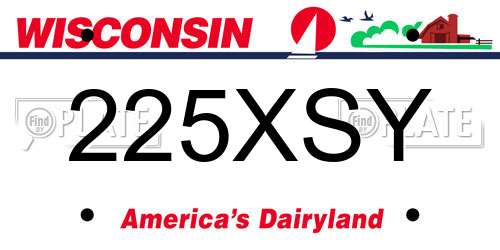225XSY Wisconsin License Plate