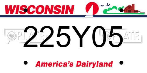 225Y05 Wisconsin License Plate